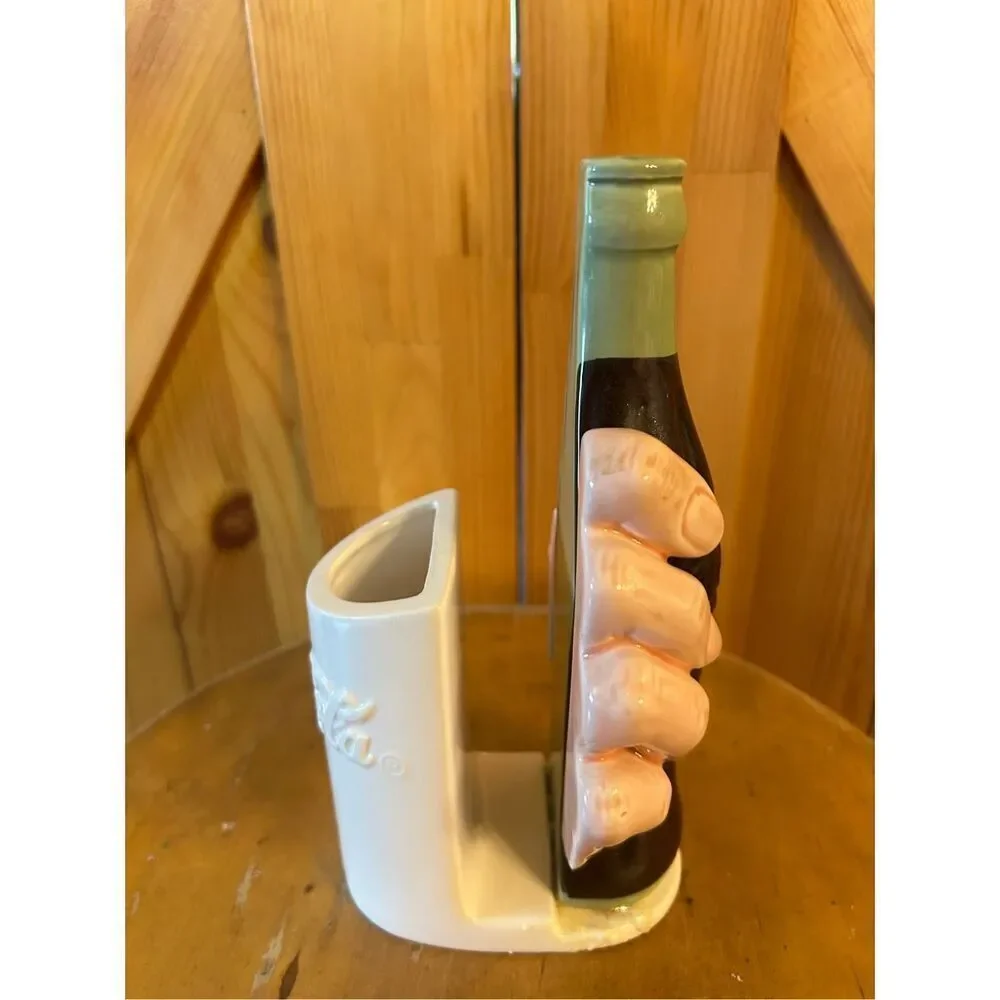 Coke Coca Cola Ceramic Bottle Hand Napkin Straw Holder Collectible Table Decor (